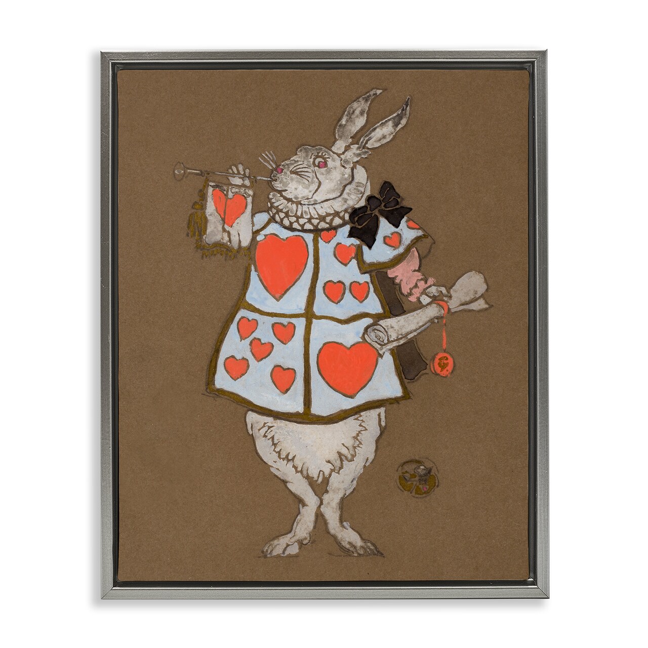 Stupell Industries Rabbit Playing Card Hearts Framed Floater Canvas Wall Art Design by Joris Hoefnagel